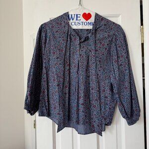 J Crew Liberty of London Tie Front Cotton Blouse